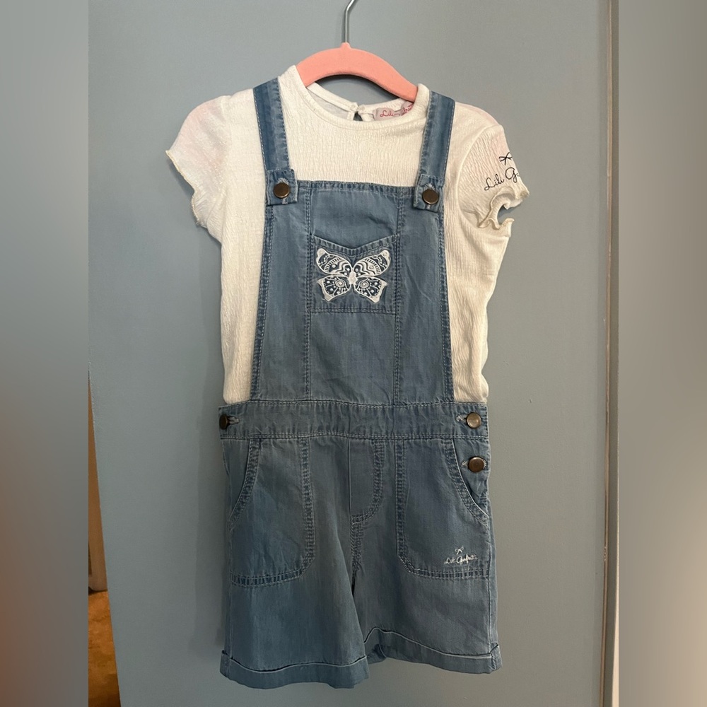 NWOT Lili Gaufrrtti Overalls and T-shirt Set size 3yo
